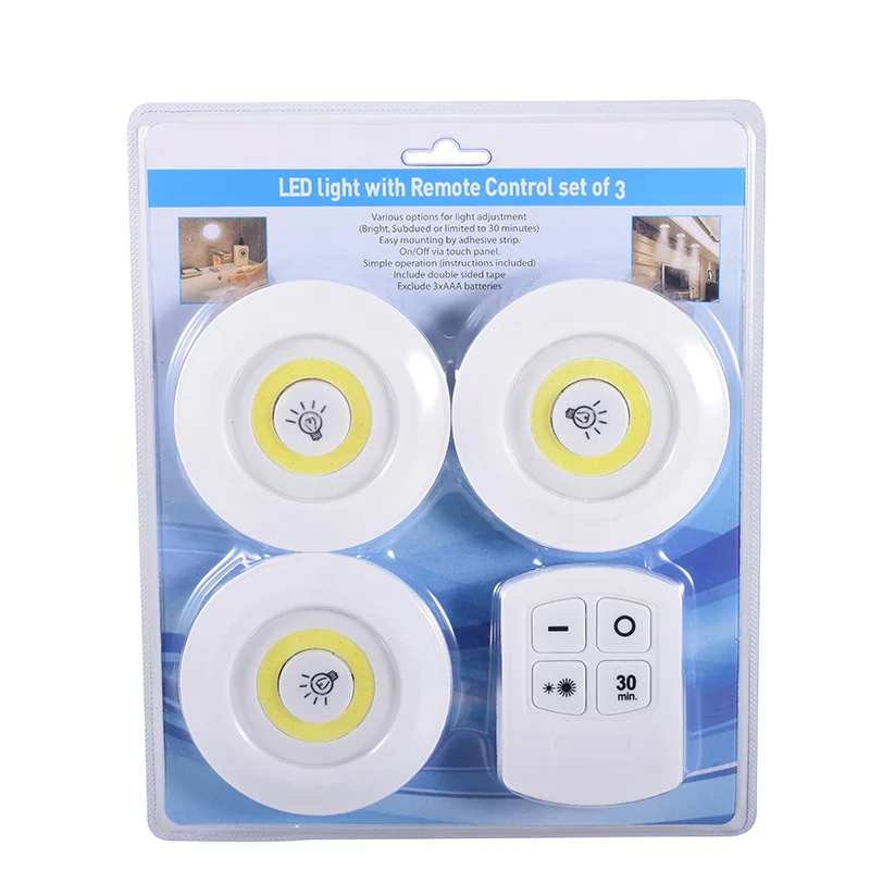 3PCS no battery Coba cob светильник с дистанционным управлением, мини-фонарь, лампа синхронизации, 3* AAA батареи, 2 режима, светодиодные фонари, водонепроницаемый тент, Кемпинговый светильник s - Мощность в ваттах: 3PCS no battery