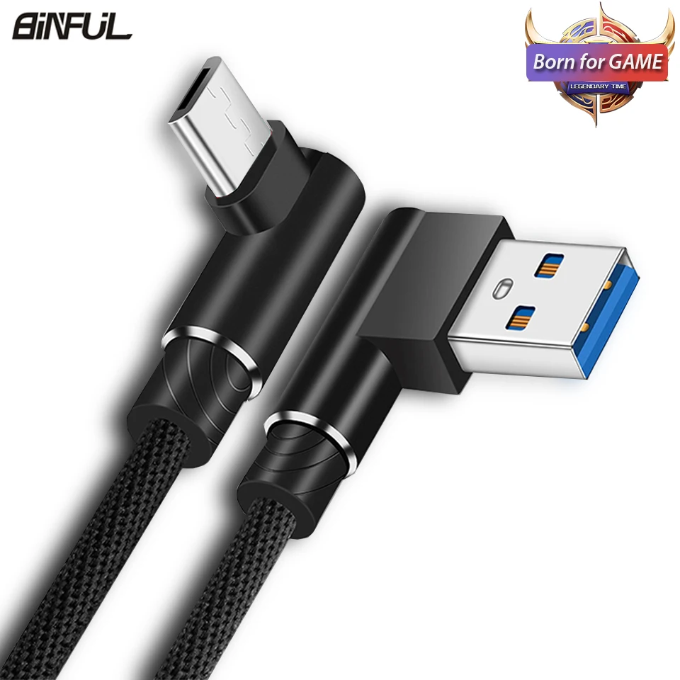 Зарядный кабель Micro USB 90 градусов 1/2/3 метра для Xiaomi Redmi S2 Note 5 Plus/5A под прямым углом