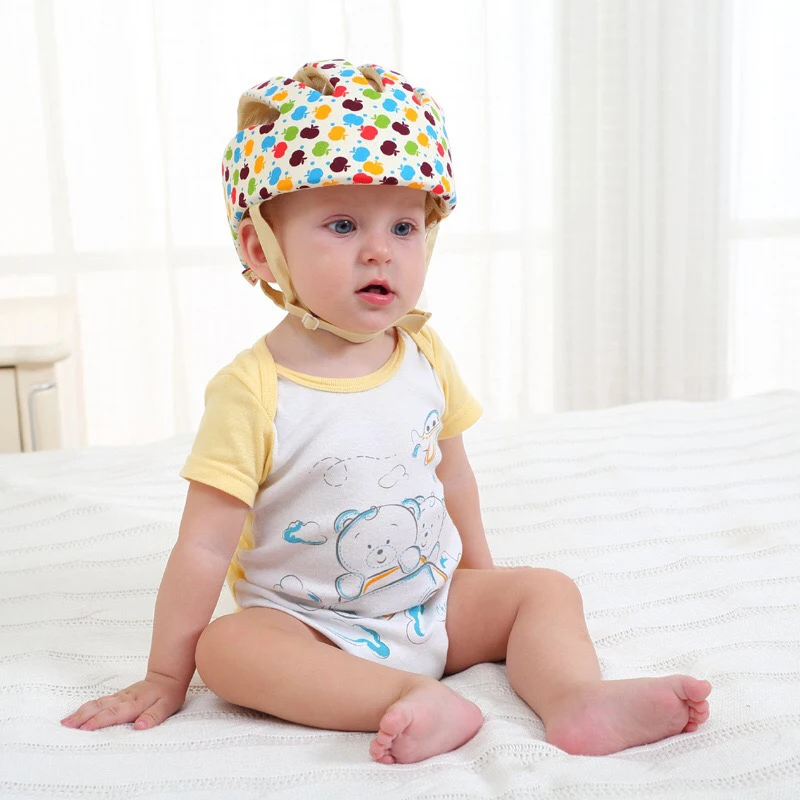 

Free Shipping Baby Adjustable Toddler Hats Infant Protective Hats Anti-collision Caps All Cotton Material Safe and Breathable