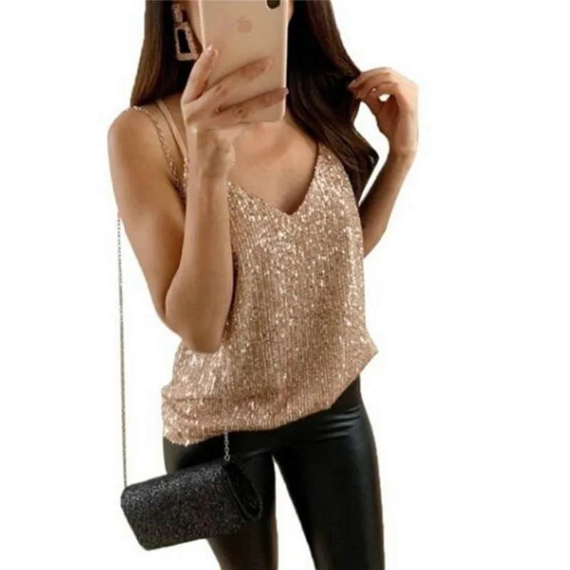 XXL Сексуальная расшитая блестками Летняя майка женская модная новинка без