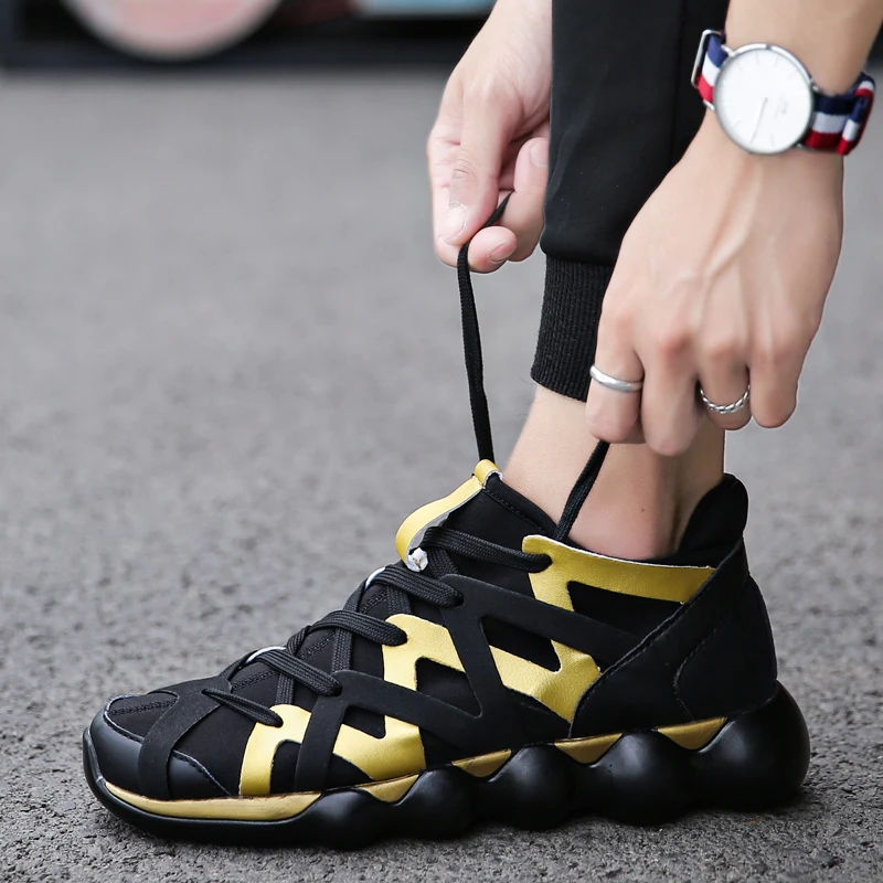 Plus Size Men Sneakers Red Black Gold Fashion Shoes Autumn Lace Up Zapatos Krasovki Unisex Tennis Masculino Casual | Обувь