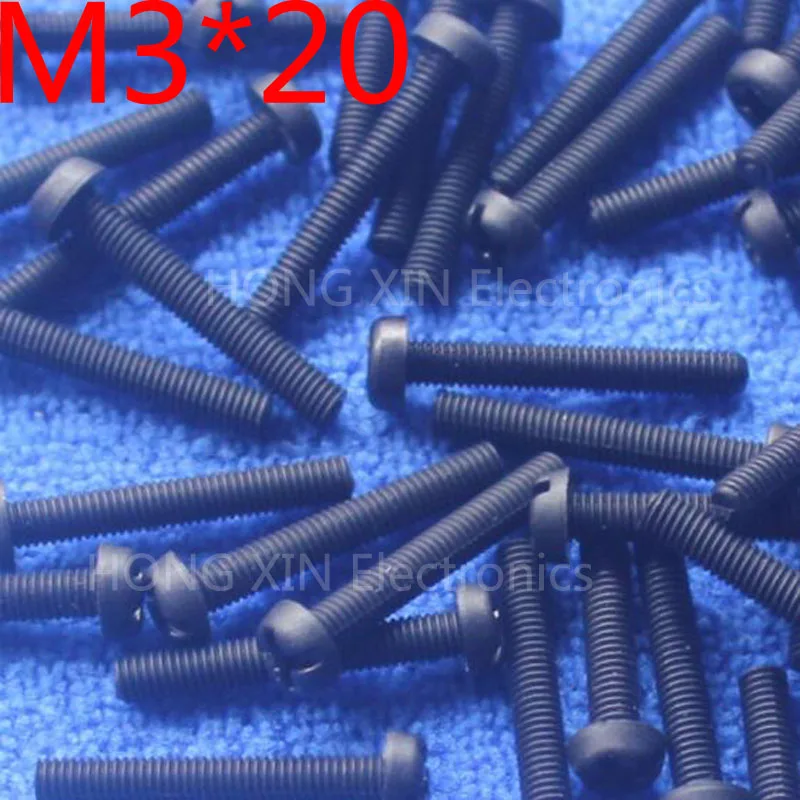 1 шт. черный винт с круглой головкой M3 х 20 мм|screw plastic|plastic screwnylon screw |