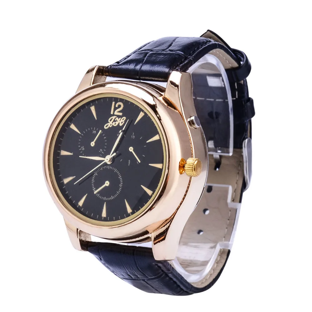 gold black JH338 Cigarette Lighter watch Men USB rechangeable Casual Quartz Watch fashion Arc Flameless Lighter Wristwatches clock JH338 - Цвет: gold black JH338