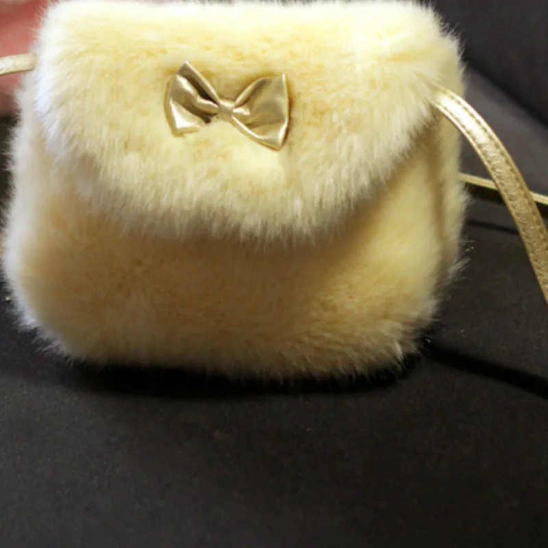 beige bowknot Wallike осенние зимние очаровательные детские сумки из искусственного меха с маленькими бантиками Курьерские сумки для девочки-принцессы, наплечная сумка-портфель сумка Детский подарок - Цвет: beige bowknot