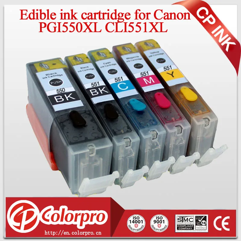 5PK (BK/PBK/C/M/Y) PGI550 CLI551 картридж со съедобными чернилами для принтера Canon PIXMA