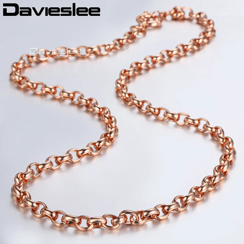 Davieslee 585 Rose Gold Necklace for Women Filled Chains Womens Jewelry Gift Party DLGN139 | Украшения и аксессуары
