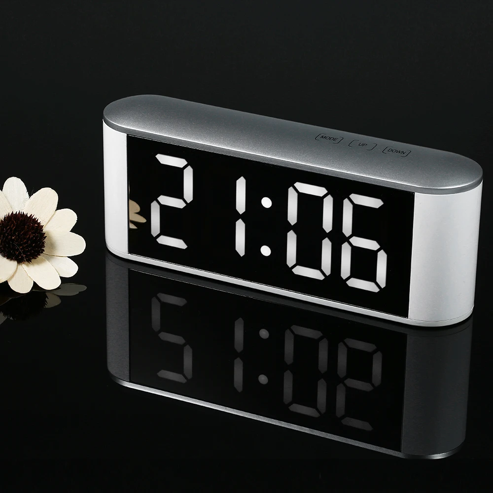 Светодиодные зеркальные часы с питанием от USB цифровые часы-будильник 12 ч/24 ч