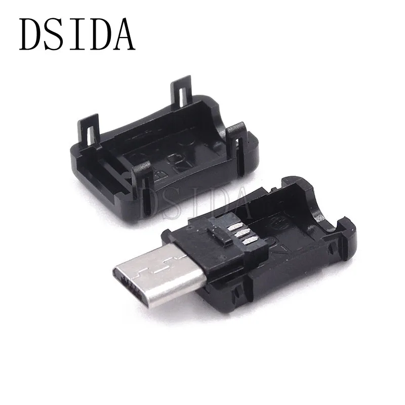 20 комплектов Micro USB штекер разъем 5Pin мужской Комплект разъемов w/Чехлы черный для DIY
