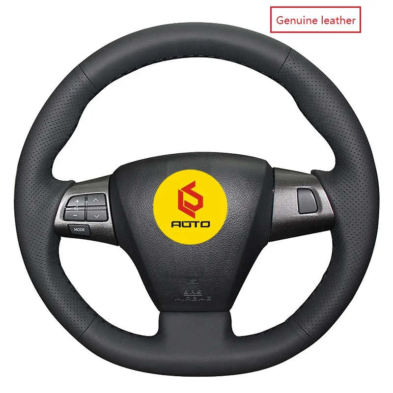 Оплетка на руль для Toyota Corolla 2011 2012 2013 RAV4 2011 2012 кожаный чехол на руль авто аксессуары - Название цвета: black genuine