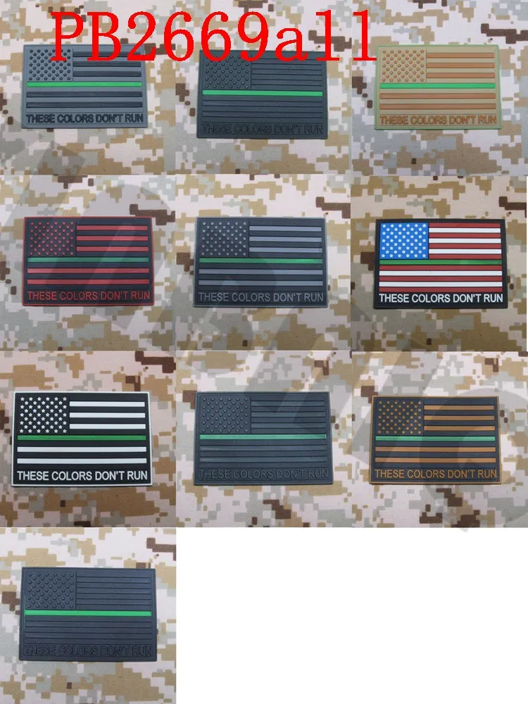 

3D PVC patch The thin Green line America flag These Colors Don't Run