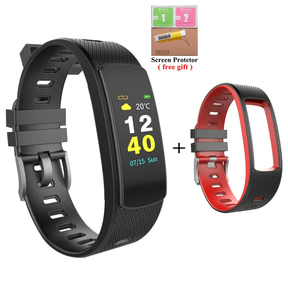 add red Strap Новинка, I6 HR C, умный Браслет, монитор сердечного ритма, кровяное давление, для мужчин и женщин, спортивный фитнес-трекер, VS Mi Band 3, Smartband - Цвет: add red Strap