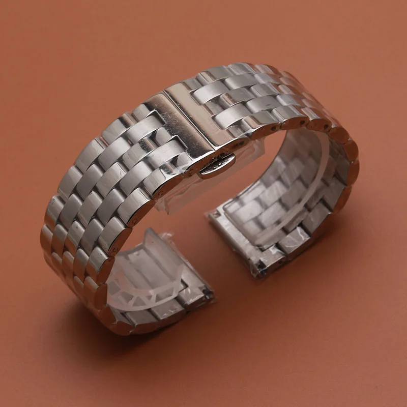 Ремешок из нержавеющей стали для часов однотонный браслет с застежкой бабочкой 16