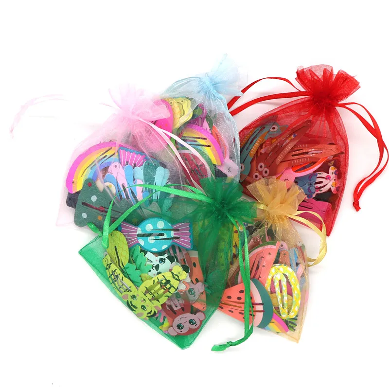 32Pcs/Set Cute Colorful Snap Metal Hair Clips For Baby Girls Toddler Cartoon Fruit Animal BB Pins Barrettes With Gift Bag | Красота и