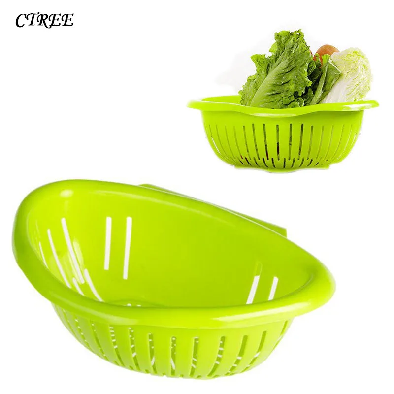 

CTREE 1Pcs Kitchen Organizer Fruits Vegetables Storage Washing Draining Basket Kitchen Accessories Organizer Picnic Basket C420
