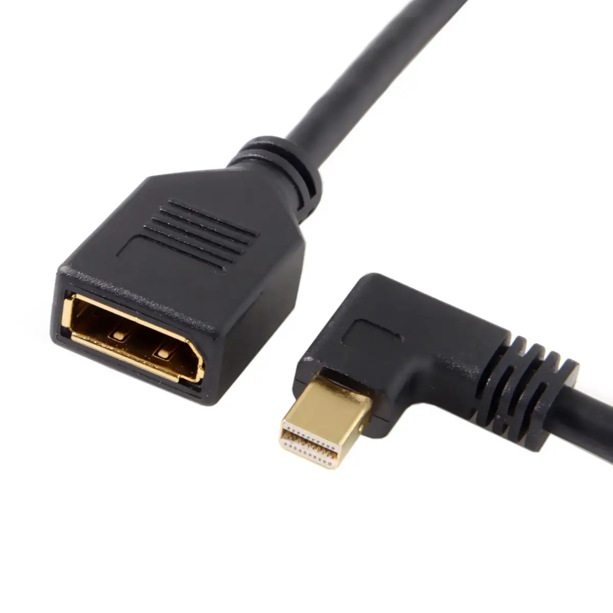 

Right Left Up Down Angled Mini DP DisplayPort 90 Degree to DisplayPort Female Cable for Displays Monitors