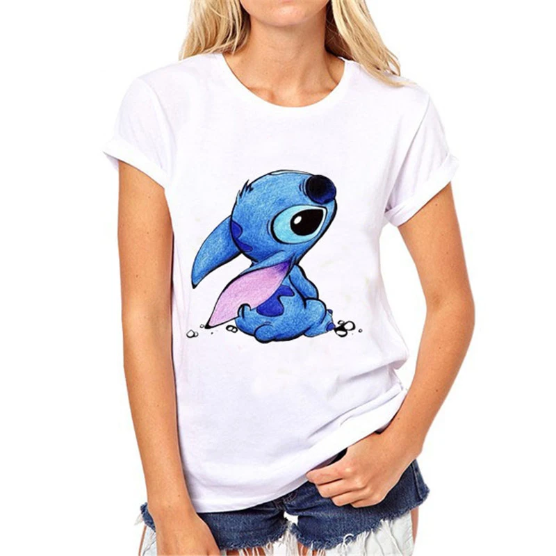 Женская футболка Lilo & Stitch Harajuku Kawaii хипстерский Топ женская одежда топы с