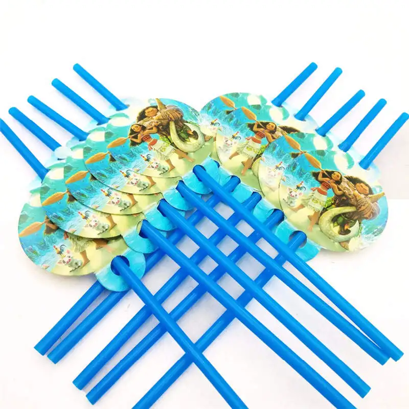 straw 10pcs Моана День Рождения украшения, товары для вечеринки дети Disaposable посуда тарелки чашки колпачок баннер подарки на праздник девочка baby shower - Цвет: straw 10pcs