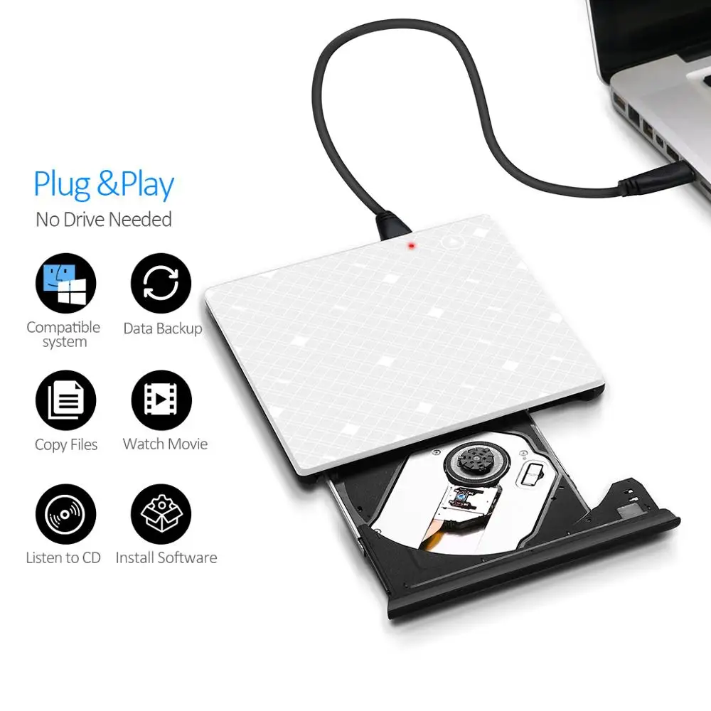 YiYaYo сенсорный Управление Внешний оптический привод USB 3,0 компакт-дисков DVD диска с многократной записью DVD Встроенная память плеер для hp ноутбук Тетрадь ПК с ОС Windows 10