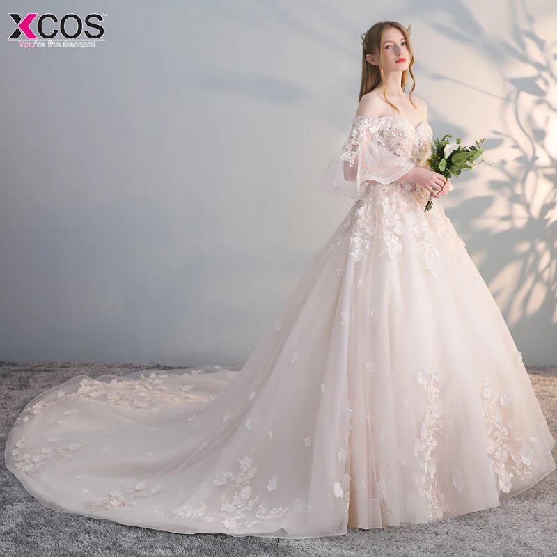 XCOS бальное платье Свадебные платья 2018 новые съемные шлейф аппликационные