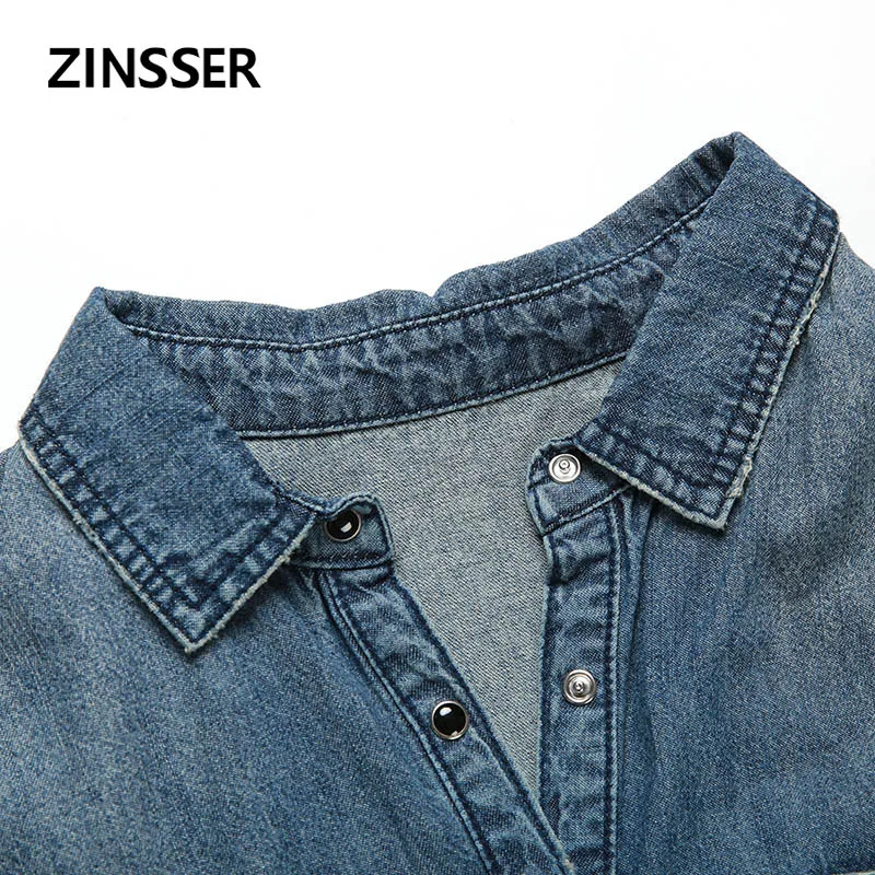 Женская джинсовая нарядная рубашка оверсайз Длинная свободная повседневная с