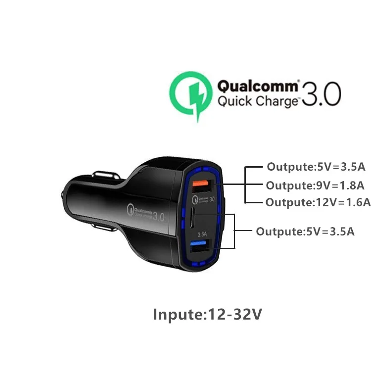 Быстрая зарядка 3,0 Автомобильное зарядное устройство 5 V 7A QC3.0 35 W PD Dual usb type c быстрая зарядка автомобильное зарядное устройство для мобильного телефона iPhone samsung xiaomi