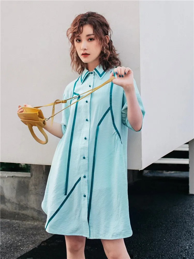 WHITNEY WANG блузки женские 2019 Летняя мода уличная цвета контрастная негабаритная