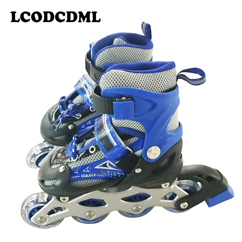 Взрослый Детский одиночный рядовой ролик коньки ПВХ 4 колеса мигает Спорт на