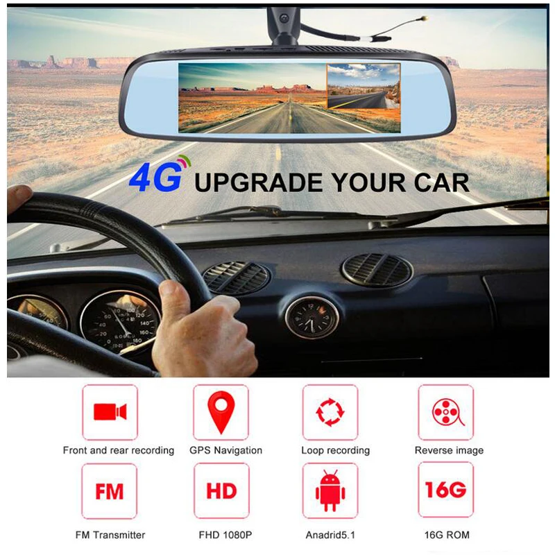 QUIDUX Smart Android " Автомобильный видеорегистратор Сенсорное видео зеркало заднего вида камера рекордер gps Bluetooth wifi ADAS ram 1 г/rom 16 г видеорегистратор
