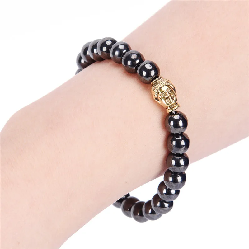 Черный магнитный браслет с бусинами для лечения камня женский гематитовый