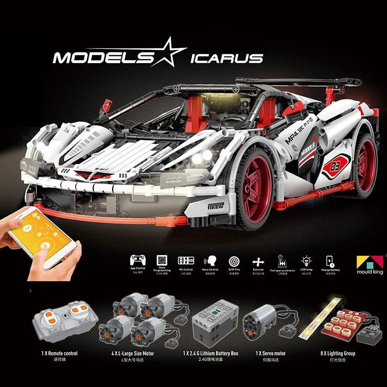 Прессформа king Technic серии 13067 Совместимость с MOC-16915 белый гоночный автомобиль строительные блоки кирпичи приложение RC автомобили