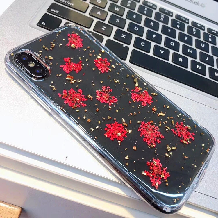 Модные живые цветы прозрачный чехол для iphone X XR XS Max золотой фольги эпоксидные