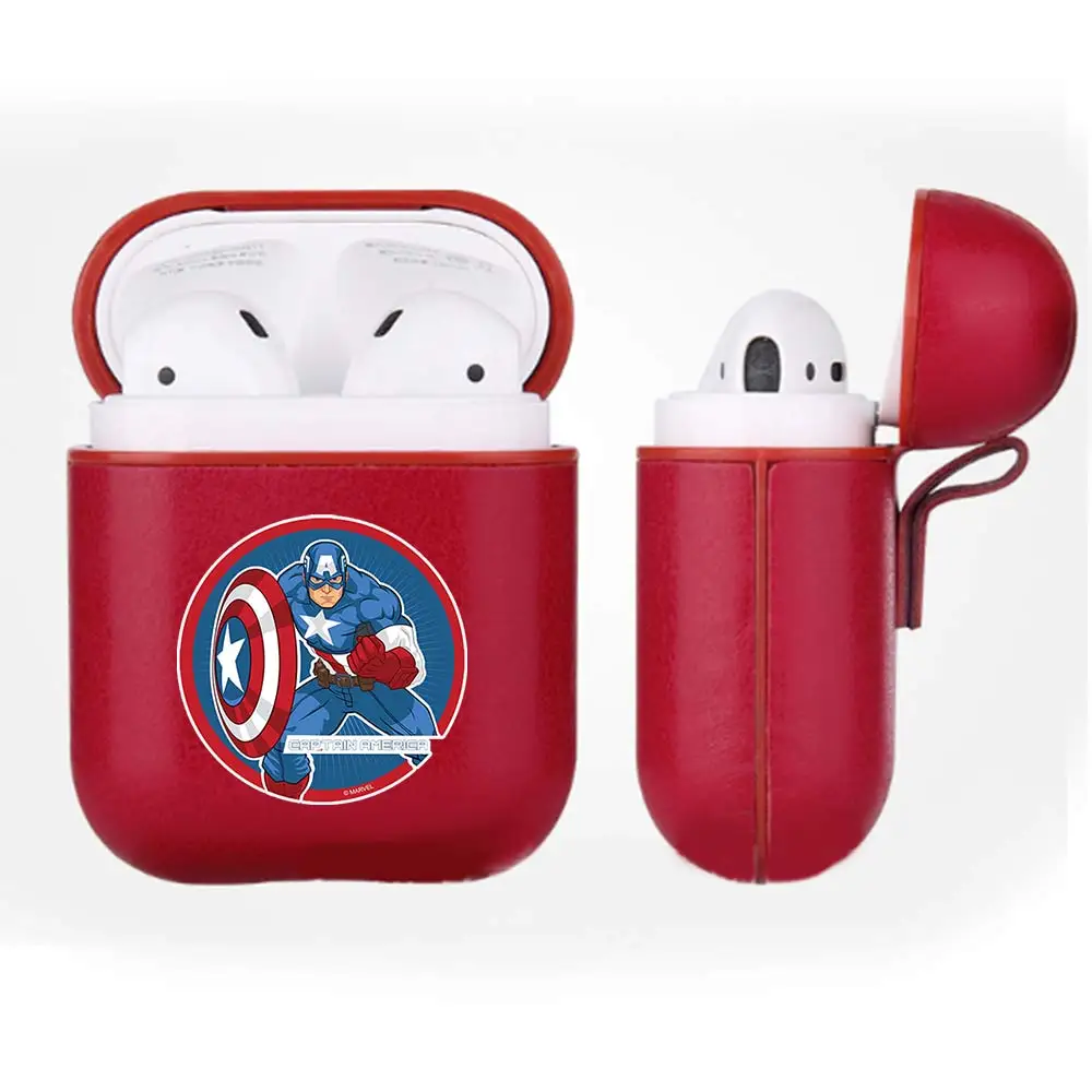 Капитан Америка ПУ кожа Bluetooth беспроводная гарнитура защитный чехол для Apple airpods
