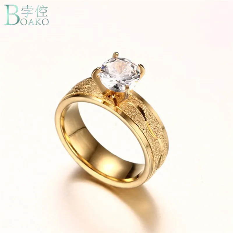 Женское Обручальное Кольцо BOAKO Золотое кольцо из нержавеющей стали 316L с