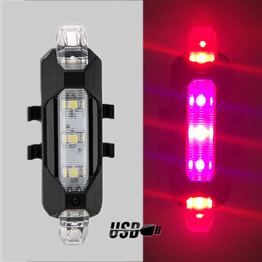 red blue Zacro 3 цвета Портативный USB Перезаряжаемые велосипед хвост сзади безопасности Предупреждение светильник хвост светильник велосипедный задний фонарь супер яркий - Цвет: red blue