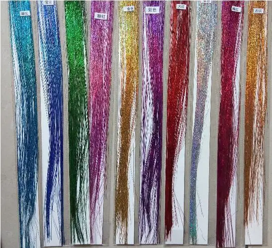 

hot Colorful Metallic Glitter Tinsel Laser Fibre hair Wig Hair Extension Accessories Hairpiece party stage Wig Festive Supplies