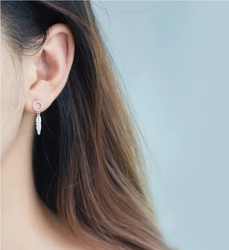 New Arrivals 925 Sterling Silver Feather Earrings For Women Fashion Jewelry pendientes | Украшения и аксессуары