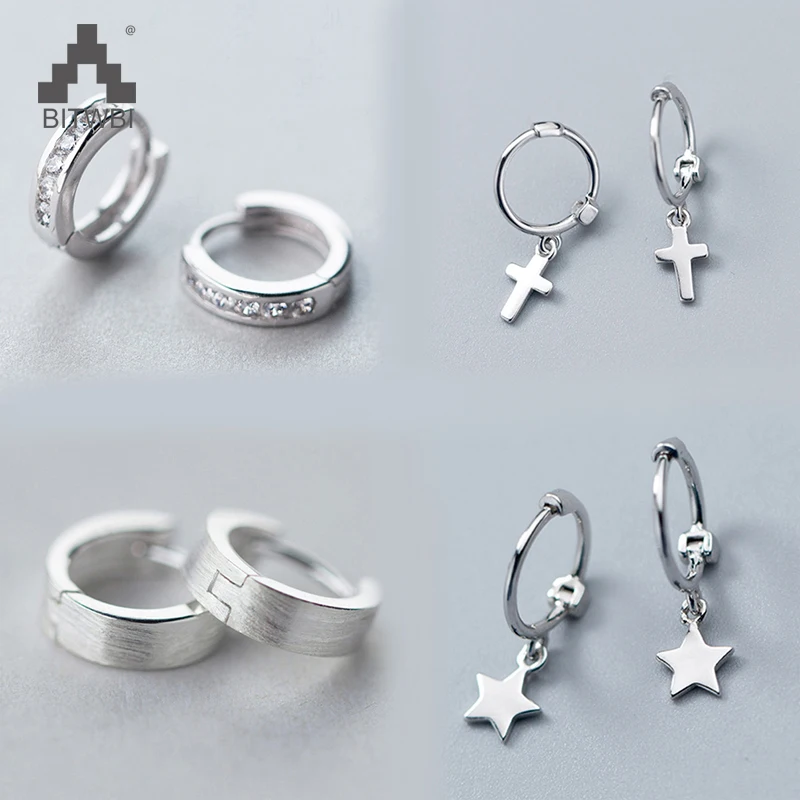 

Classic Hoop Earrings Geometric Cross Star For Women Birthday Party Fashion Jewelry Charm Zircon Silver 925 Gift