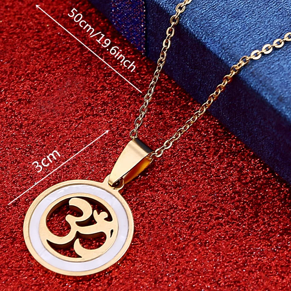 Маленькое круглое ожерелье Йога кулон для женщин индийское Хинду Ом индуийский