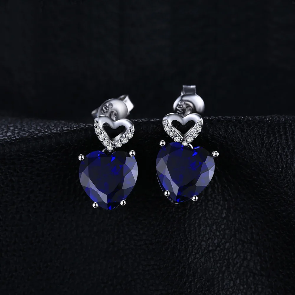 Jewelrypalace сердце любовь 7.27ct создан синий сапфир Серьги гвоздики Подвески талисманы