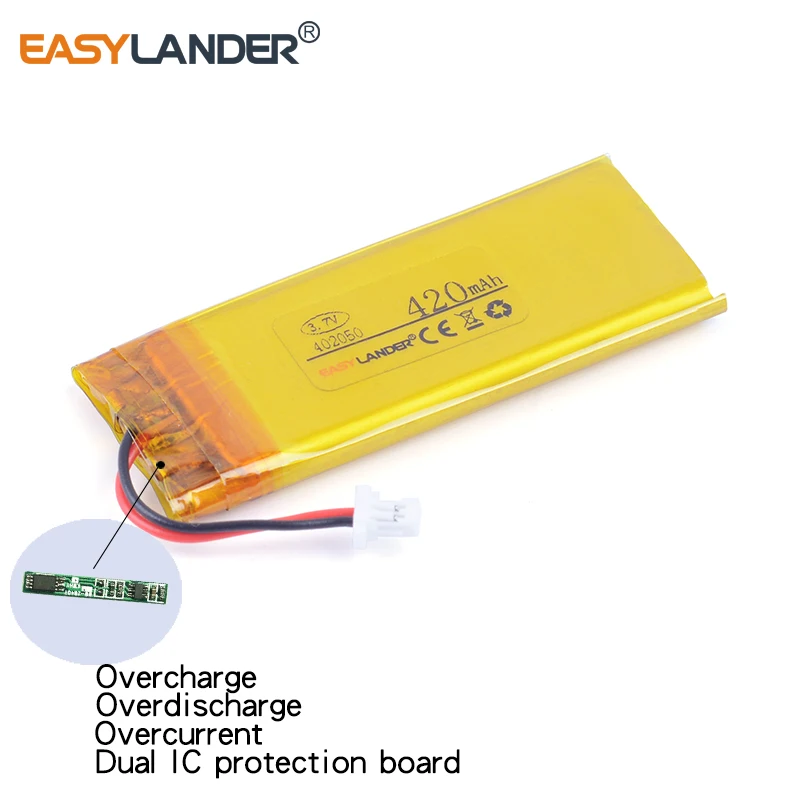 402050 452050 3 7 V 420mAh литий полимерный ионный аккумулятор для MP3 MP4 DVR GPS BAT00003 WW452050PL_C Bluetooth