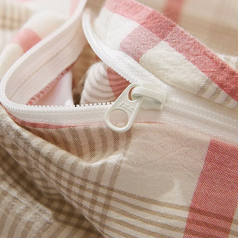 Краткое проверки 100% мыть хлопок Пододеяльник простынь и наволочки) три/четыре