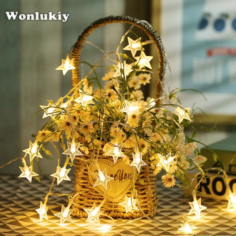 Wonlukiy 10 м 80 светодиодный s Star светильник 3 AA на батарейках для Свадебная