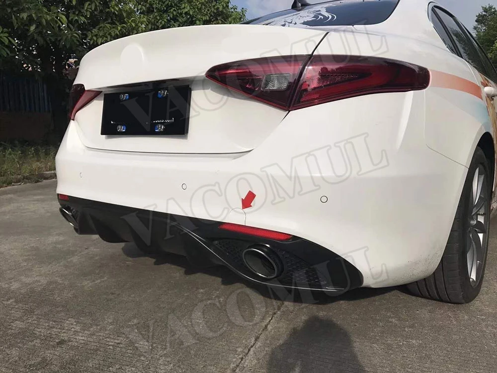 PP Материал задний бампер диффузор спойлер со стальным наконечником для Alfa Romeo Giulia Стандартный переход на спортивный бампер
