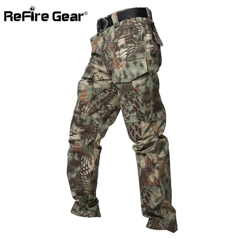 Мужские камуфляжные тактические брюки ReFire Gear армейские карго из хлопка с