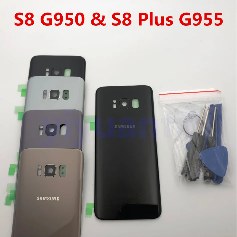 S8 аккумулятор задняя крышка стеклянная дверь корпус+ задняя камера стеклянная рамка объектива для samsung Galaxy S8 S8 Plus G950F G955F