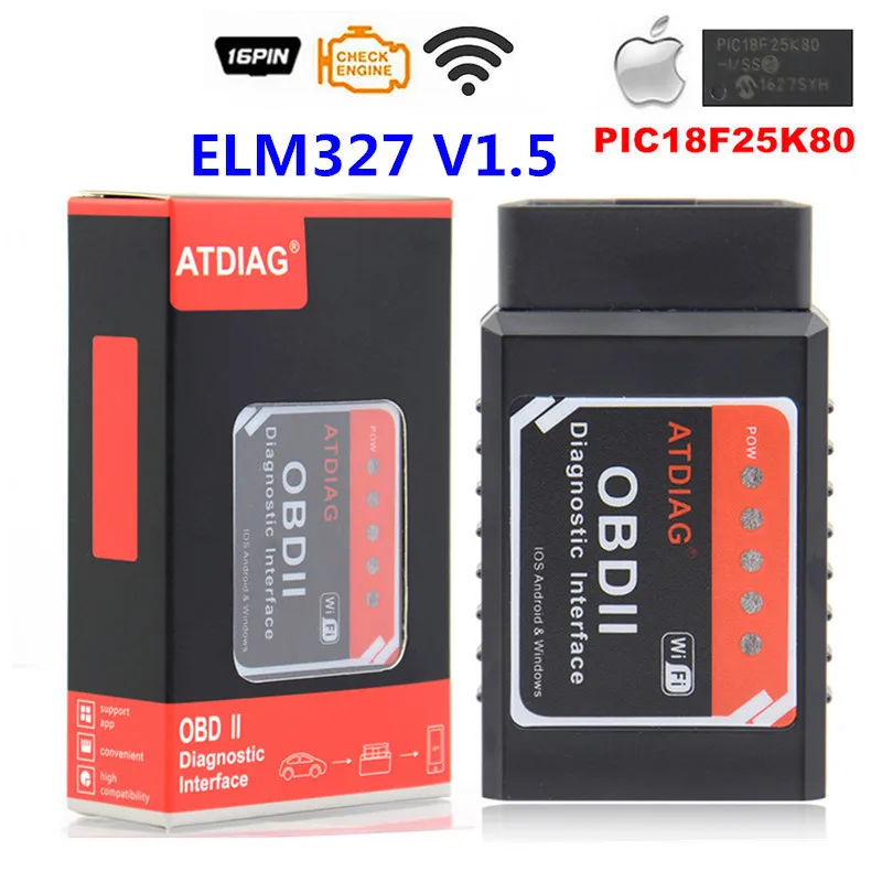 ATDIAG WIFI 25K80 ELM327 WiFi/BT V2.1/V1.5 с чипом PIC18F25K80 диагностический инструмент ELM 327 для IPhone/Android ELM327 V1.5 OBD2 OBD II сканер - Цвет: ATDIAG WIFI 25K80