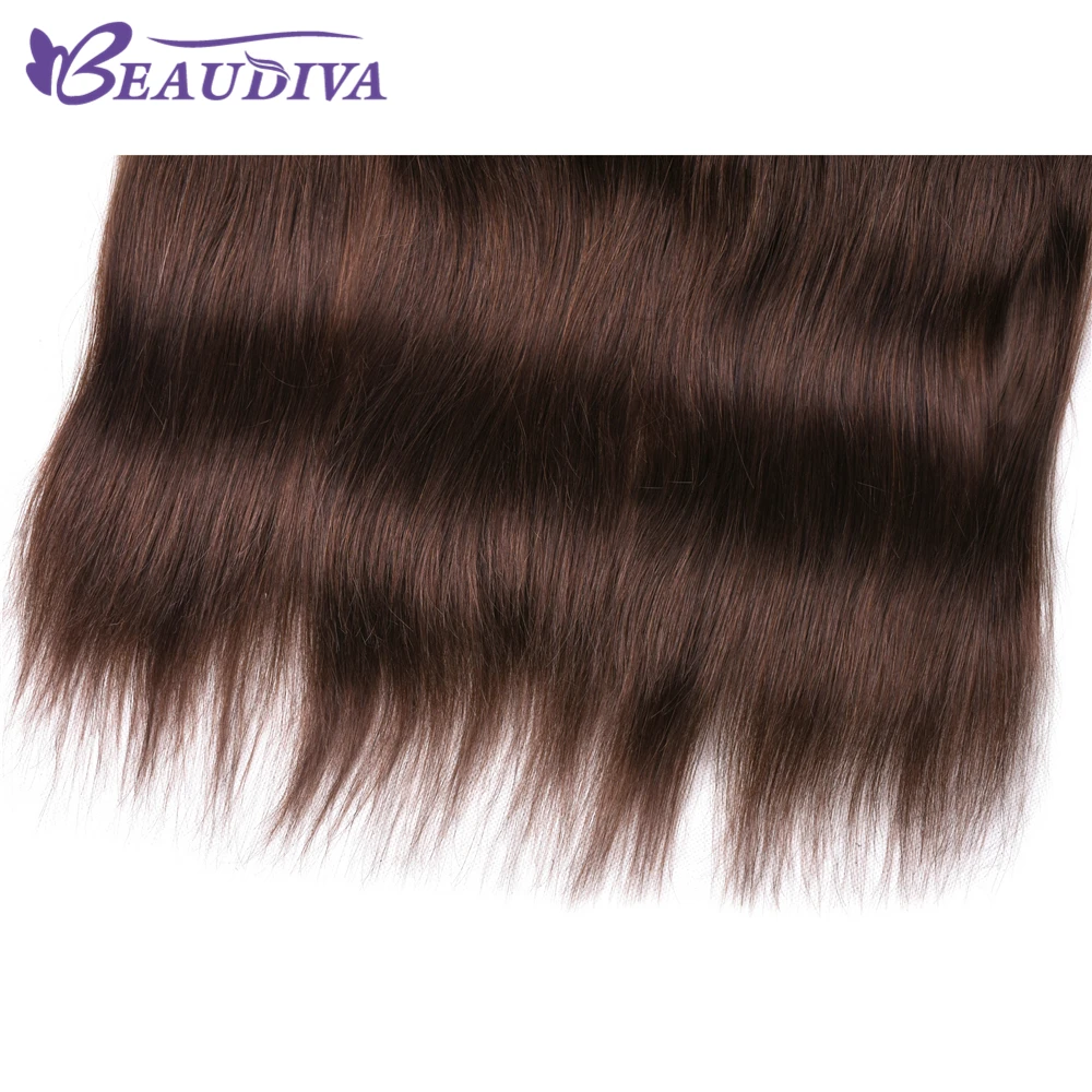 Beaudiva ухо до уха Кружева Фронтальная Закрытие 13X4 часть с 3 шт.#4 цвет бразильские прямые волосы remy пряди