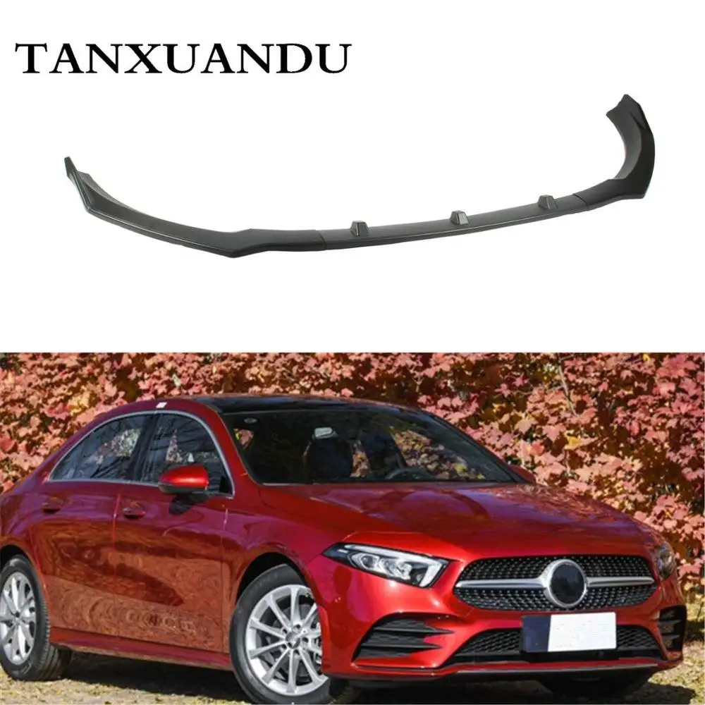 Окрашенный глянцевый черный 3 ступенчатый передний бампер спойлер крыло для