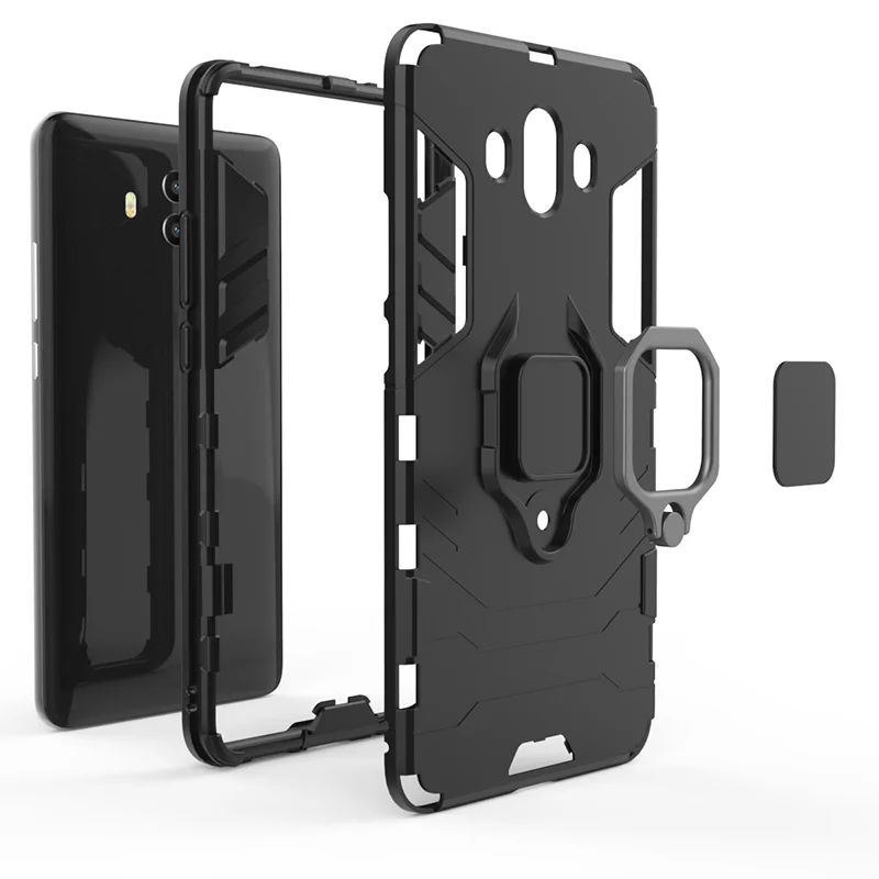 YueTuo finger ring armor case for huawei mate 9 lite mate9 honor 6x mate10 luxury original stand 3d holder phone Hard back cover |