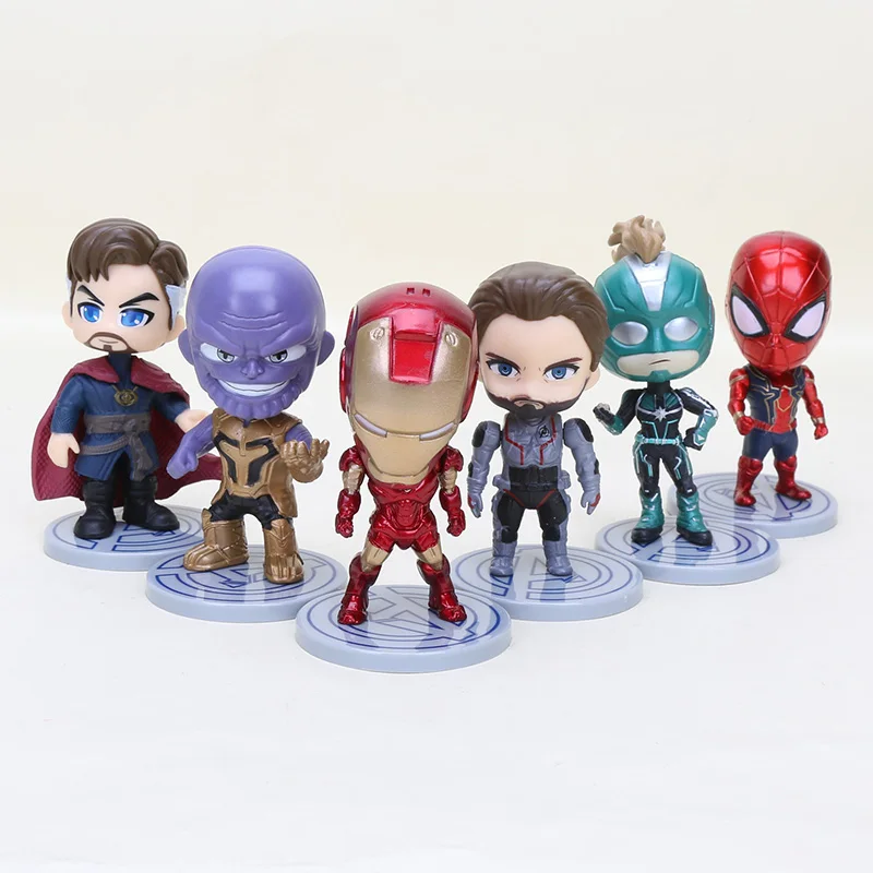 Высота каблука 10 см 6 шт./компл. Marvel игрушки Мстители завершающей thonas Доктор Странный Человек-паук фигурка капитан Марвел Кэрол Дэнверс модель куклы - Цвет: 6pcs set1